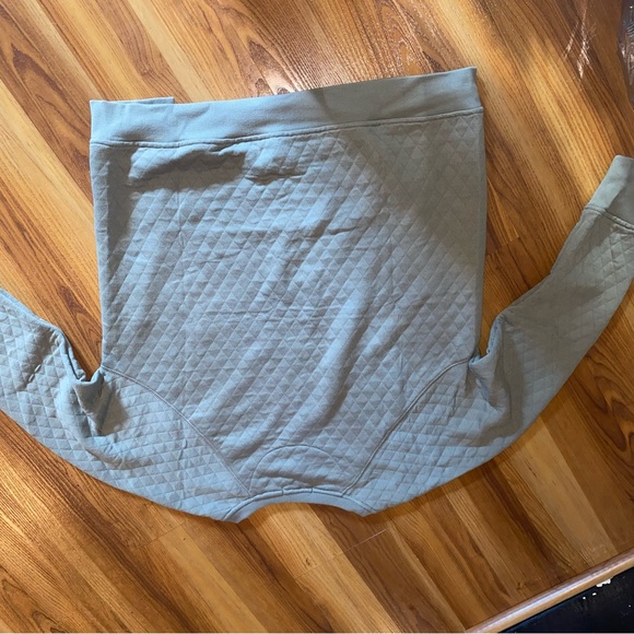 Green Quilted Max Jean Zipper Side Crew Neck Sweater - Picture 2 of 5